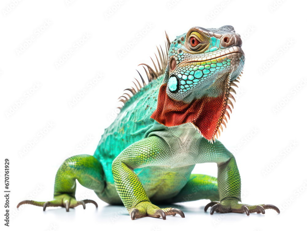 Obraz premium Iguana Studio Shot Isolated on Clear White Background, Generative AI