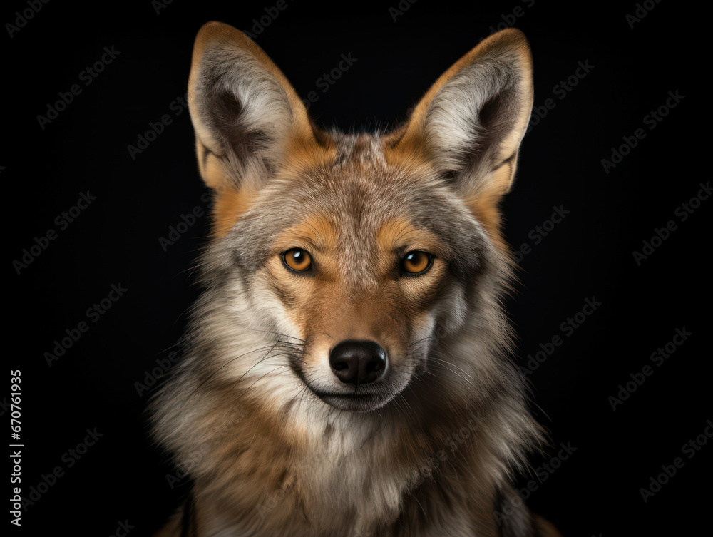 Jackal Studio Shot Isolated on Clear Black Background, Generative AI Jackal Studio Shot Isolated on Clear Black Background, Generative AI