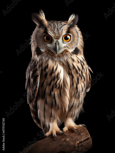 Owl Studio Shot Isolated on Clear Black Background  Generative AI