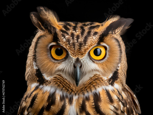 Owl Studio Shot Isolated on Clear Black Background  Generative AI