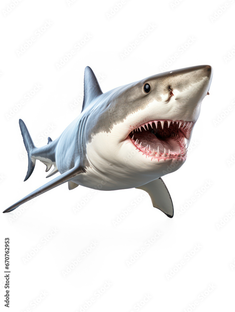 Fototapeta premium Shark Studio Shot Isolated on Clear White Background, Generative AI