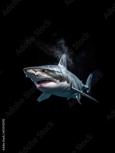 Shark Studio Shot Isolated on Clear Black Background, Generative AI © Vig