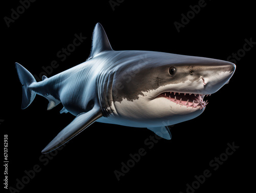 Shark Studio Shot Isolated on Clear Black Background  Generative AI