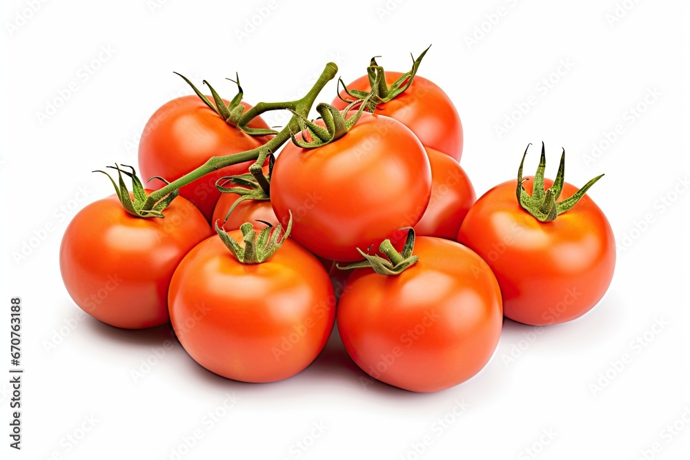 Ripe, juicy tomato, meticulously isolated on a pristine white background.