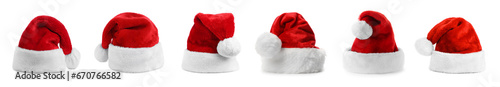 Santa Claus hat isolated on white, collection