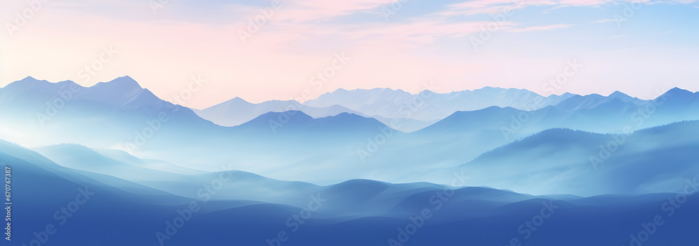 Abstract banner background of radiant mountain landscapes. Banner with breathtaking and mesmerizing view of mountain landscape 