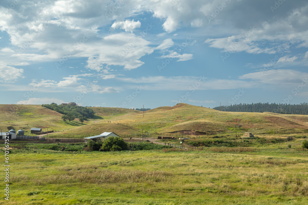 A Farm with Rolling Hills and Grassland in Eastern Wyoming