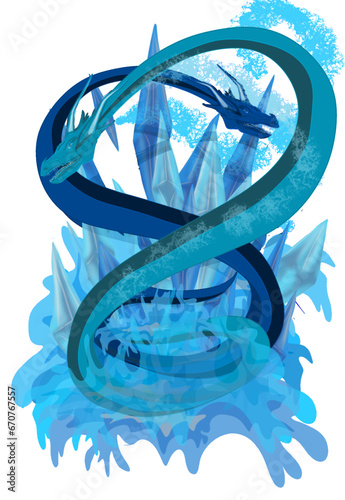 a pair of ice dragon snakes, no background