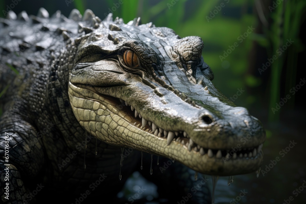 Saltwater crocodile. A nile crocodile on a shore of a lake. Crocodile. Australian crocodile. Aligator.