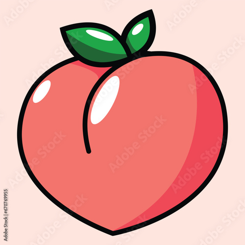 simple peach icon with dark outline in editable vector format