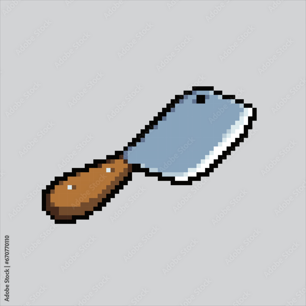 Pixel art illustration Kitchen Knife. Pixelated knife. Kitchen knife pixelated for the pixel art game and icon for website and video game. old school retro.
