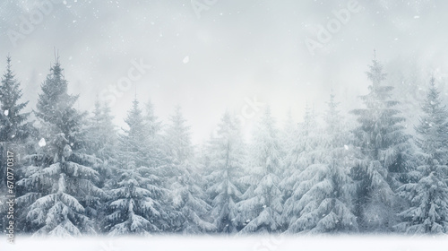 Natural style winter banner with forest elements a distressed white wooden background, copy space © Ziyan