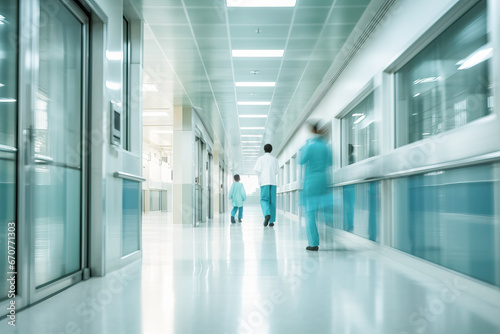 A Group of Medical Professionals Making Their Way Through a Well-Lit Hospital Corridor
