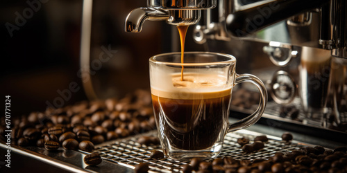 Close-up of coffee being poured in coffee shop