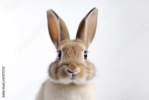 Close-up of a cute rabbit – bunny with white background © David