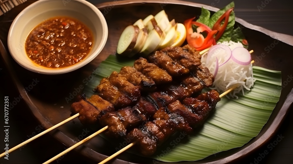 Sate Kikil made from cow skin cooked with spices, then grilled on charcoal. Usually sold in angkringan.