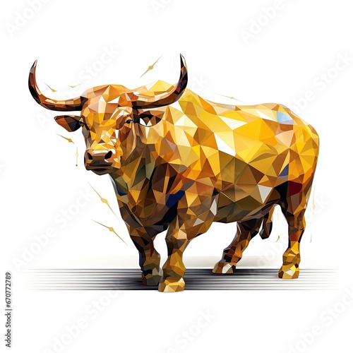 Abstract Yellow Bull on white Background, Bullish Stock Market Indicator