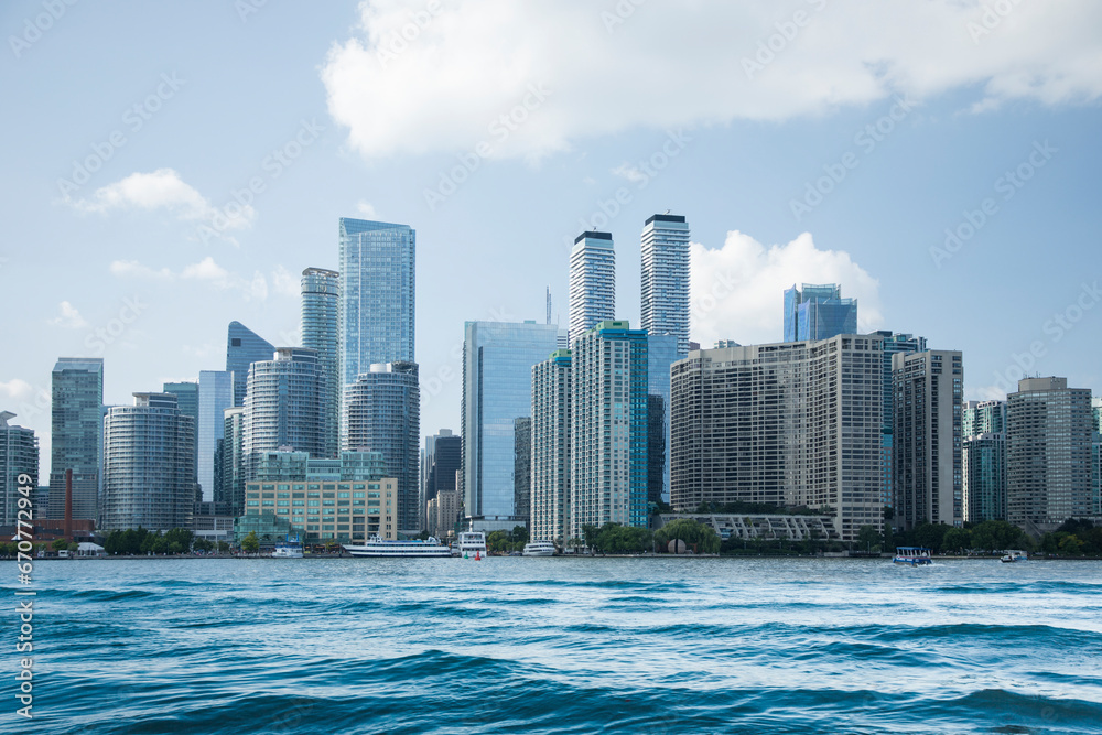 Naklejka premium Beautiful view of Toronto Central Waterfront in Downtown Toronto, Canada