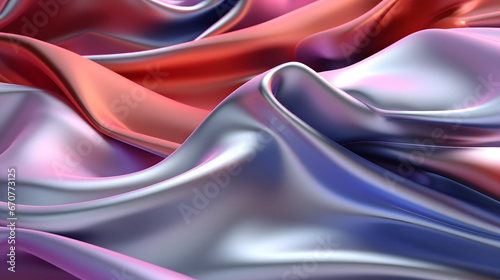 Abstract smooth and soft chrome fabric gradient 3d render