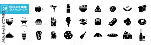 Food and drink icon collection, breakfast, delicious, nutritious, editable and resizable vector icons EPS 10.