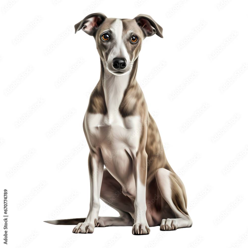 Whippet puppy on transparent background