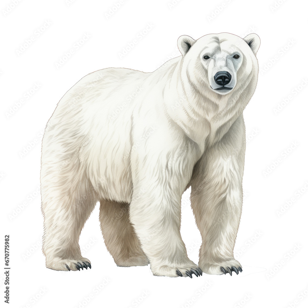 Polar bear isolated on a transparent background created with Generative AI technology