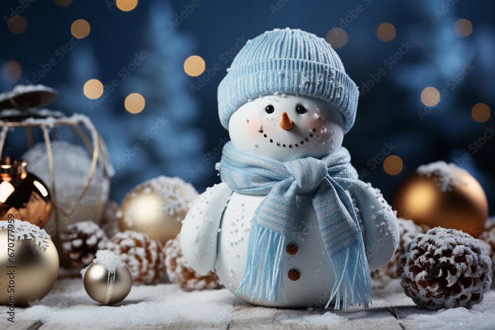 Obraz premium Christmas toy snowman holiday gift decoration white cute love winter celebration isolated object happy snow