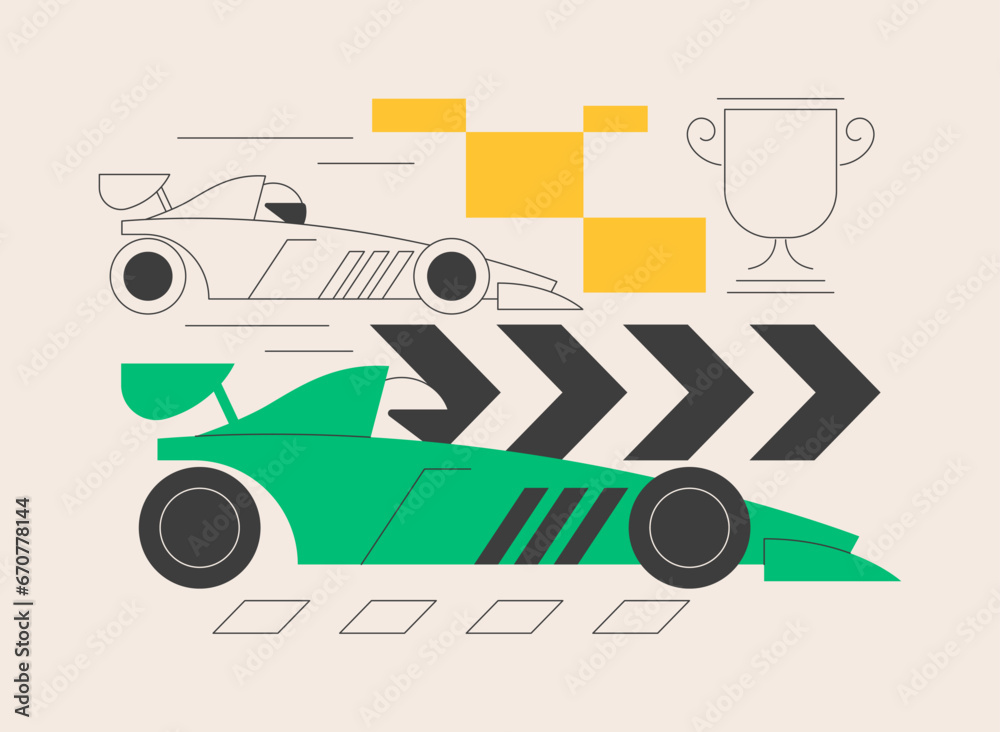 Car race abstract concept vector illustration.