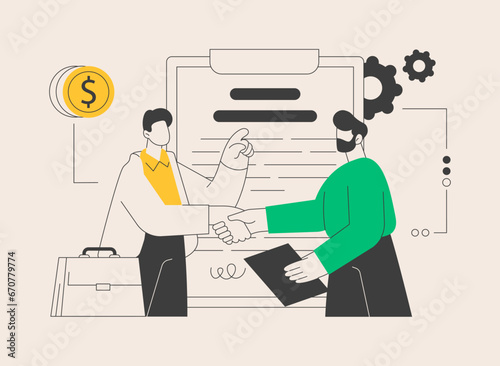 Employment agreement abstract concept vector illustration.