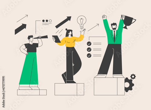 Corporate ladder abstract concept vector illustration.