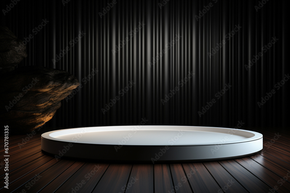 Ai Generative photo white light round podium and black background for mock up realistic image
Ai Generative photo white light round podium and black background for mock up realistic image