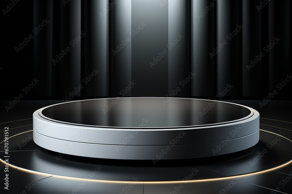 Ai Generative photo white light round podium and black background for mock up realistic image
Ai Generative photo white light round podium and black background for mock up realistic image