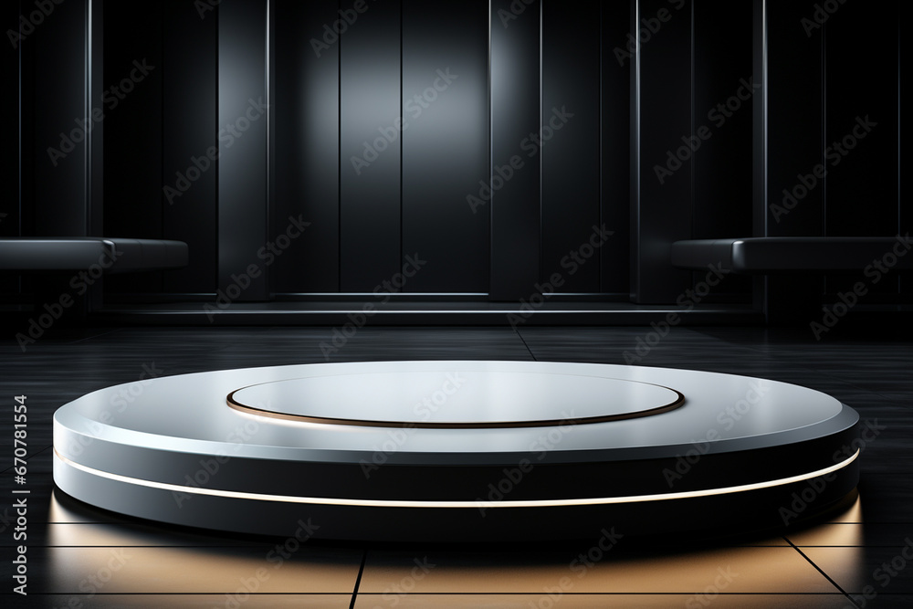 Ai Generative photo white light round podium and black background for mock up realistic image
Ai Generative photo white light round podium and black background for mock up realistic image