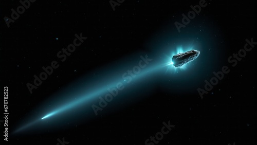 Comet asteroid meteor in space