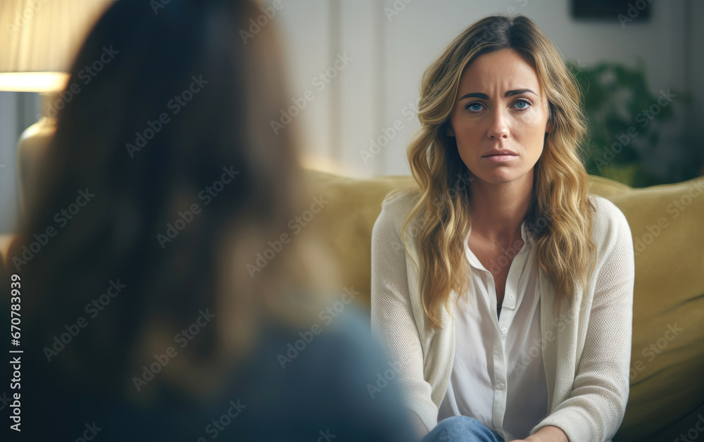 Fototapeta premium Psychologist counseling to anxiety patient and giving guidance mental therapy care to cure mental health