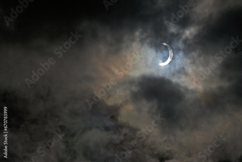 October 14 2023 Partial Eclipse and diffraction corona in clouds 400 miles from totality in the San Francisco Bay Area