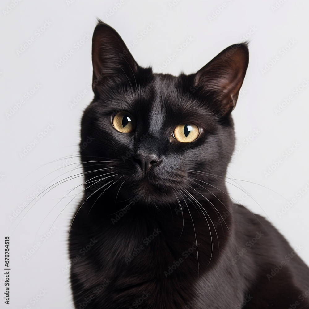black cat with green eyes portrait