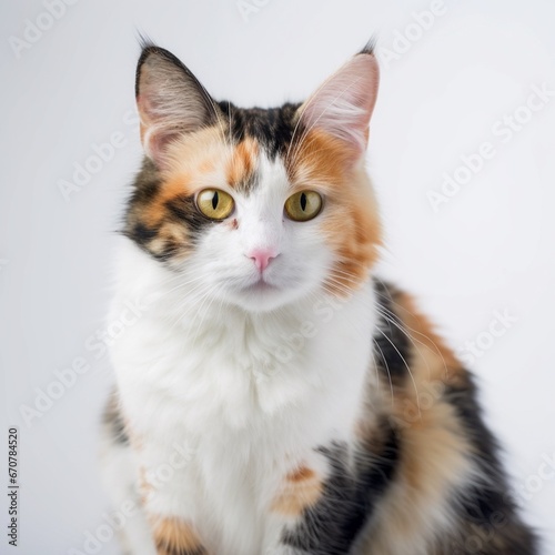 shorthair calico cat isolated on white background 