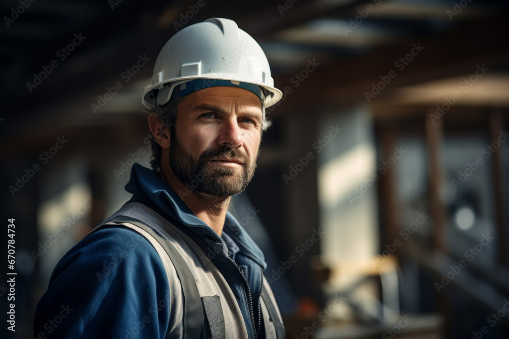 Foreman at work. Top profession concept. Portrait with selective focus and copy space Foreman at work. Top profession concept. Portrait with selective focus and copy space