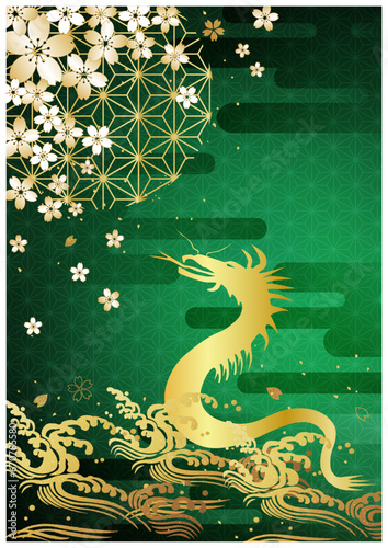 和柄金箔筆模様背景