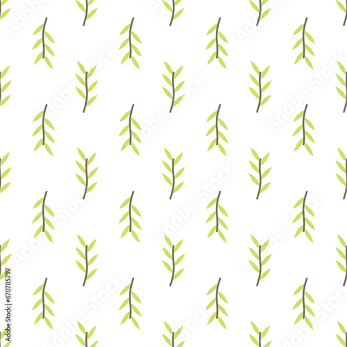 Botanical branch leaves pattern design with nature motif. decorative background in flat style. repeat and seamless vector