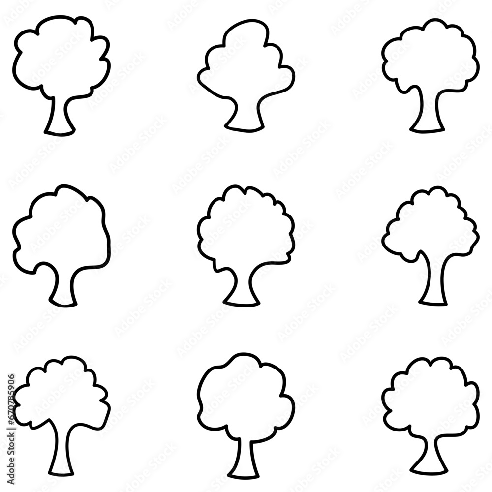 Simple outline tree icon set. environmental vector in flat style Simple outline tree icon set. environmental vector in flat style