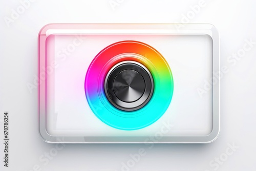 Abstract high tech multicolor button on white background