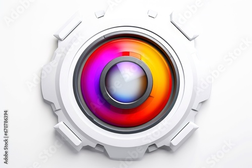 Abstract high tech multicolor button on white background