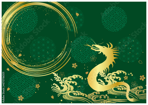 和柄金箔筆模様背景