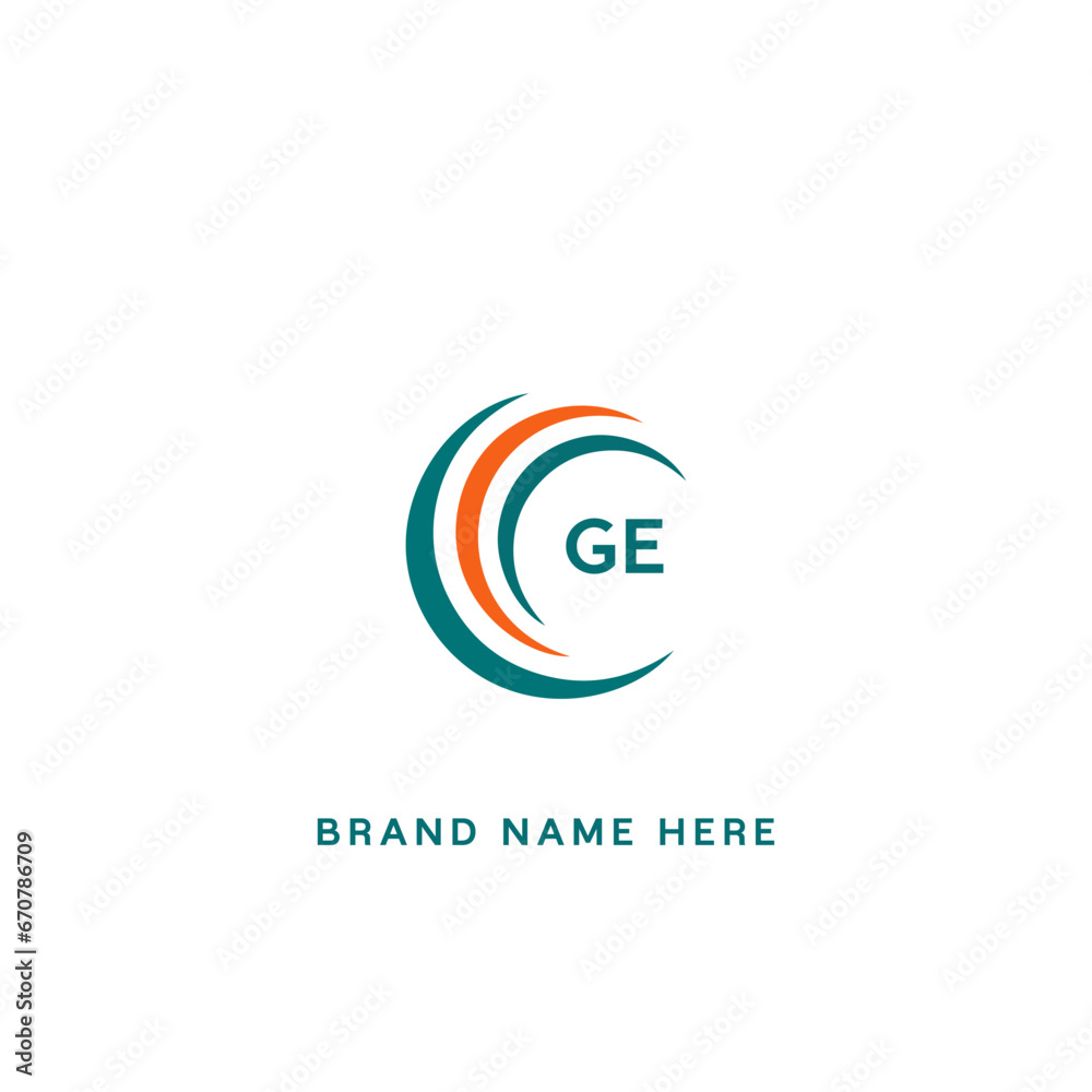 GE G E letter logo design. Initial letter GE linked circle uppercase monogram logo red and blue. GE logo, G E design. GE, G E 2 latter 