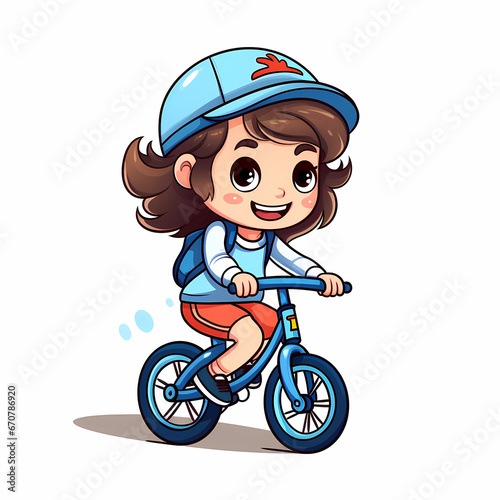 Boy Playing Bicycle Cartoon