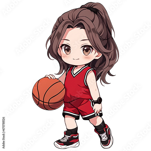 Cute Chibi Girl Basketball Player