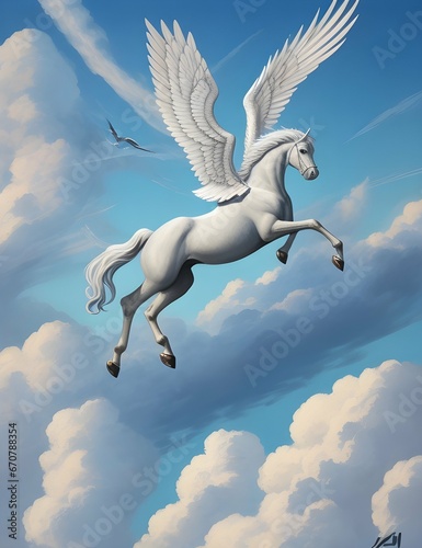 pegasus soars towards the vast sky illustration © dian
