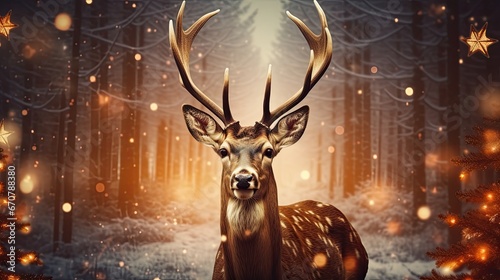 deer in the woods winter forest © hisilly